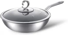 Kgt-c32w Kobach 13 Inch Titanium Wok With Lid Nonstick And Stir-fry Pan