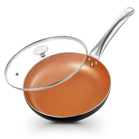 Koch Systeme Cs 886268865786 Little Skillet With Lid - 8 Inch Copper Nonstick Frying Pan For Oven And Stove Sma