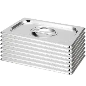 Kohand 769773713059 8 Pack 1/4 Size Steam Table Lid Hotel Pan Cover With Handle Stainless Steel