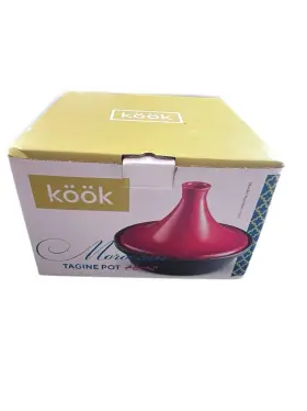 Kook 659514457970 Crimson Moroccan Tagine - Enameled Cast Iron Cooking Pot Ceramic Lid 3.3qt