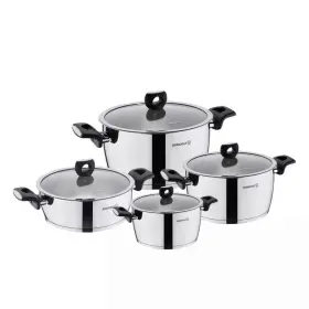 A2988 Korkmaz Nora 8 Piece Stainless Steel Casserole Cookware Set W Cool Touch Handles