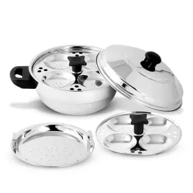 Ksj0275 Ksjone Stainless Steel 4 Pcs Multi Kadai Induction Friendly Idli Cooker With Sta Inch
