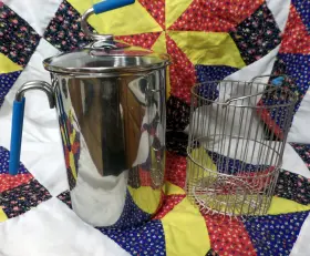 25871 Kuhn Rikon Swiss Design 11cup Turquoise 18/10 Stainless Steel 4th Burner Pot Euc