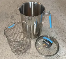 4203 Kuhn Rikon 4th Burner Steamer Basket Pasta Vegetable Stainless Steel Blue