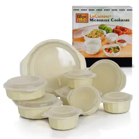 La Cuisine 798527300184 Lacuisine 18 Piece Microwave Cookware Set White