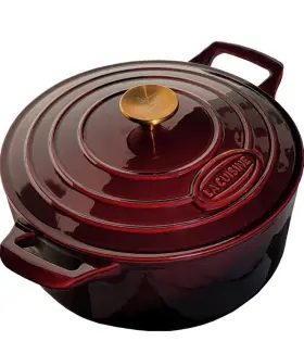 La Cuisine 813254026081 Enameled Cast Iron Dutch Oven Casserole 5 Quart Safe 500 Cranberry