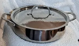 7192 Lagastina 032406057739 Stainless Steel Pan 5.2 Quart Fry Hammered Lid Saute 2 Handle 89 206