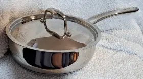7052 Lagastina Stainless Steel Pan 3.5 Quart Sauce Soup Lid Saute Handle 89 205