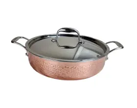Q5544764 Lagostina Lagistina Martellata Hammered Copper 5 Quart Casserole With Lid Stainless Steel Exlnt