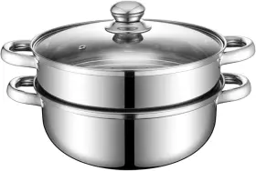 Lcilent 744759455475 Steamer Pot For Cooking 11 Inch 2-tier Multipurpose 18/10 Stainless