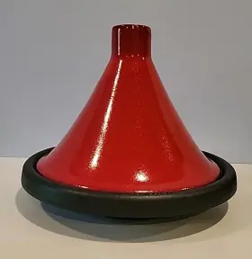 Le Creuset 024147160342 France Tagine Cast Iron Stoneware Moroccan Pot 2.5 Quart Red Clean
