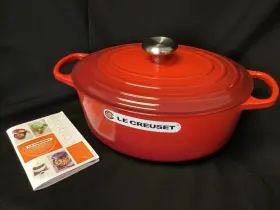 Le Creuset 024147261933 Signature Oval Dutch Oven 5 Quart Enameled Cast Iron Cerise