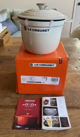 Le Creuset 024147308621 Enameled Cast Ironcocotte Every Rice Pot Casserole 20 Cm Meringue New