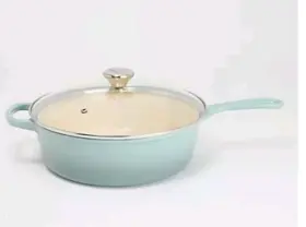 Le Creuset 024147319320 3.75 Quart Cast Iron Cassadou With Glass Lid Sea Salt