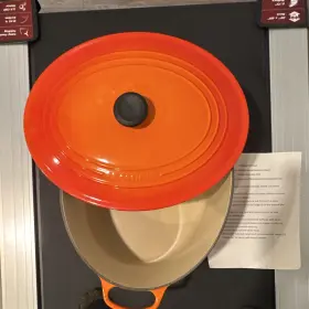 10112us07 Le Creuset Enameled Cast Iron Signature Oval Dutch Oven 15.5 Quart Flame No Box 10112us07 Le Creuset Enameled Cast Iron Signature Oval Dutch Oven 15.5 Quart Flame No Box
