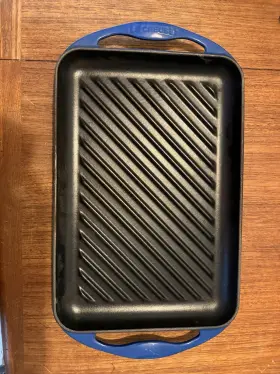 15077 Le Creuset Enameled Cast-iron Rectangular Skinny Grill Pan Lapis Blue