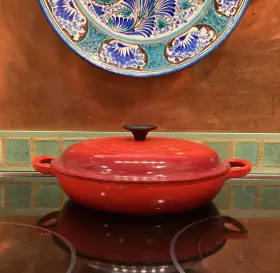 19100 Le Creuset Shallow Casserole Braiser 26cm 2.5 Quart Cerise Red Cast Iron