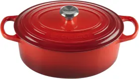 21178270602430 Le Creuset 4.3 Quart Cast Iron Signature Oval Casserole Cherry Red