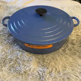 21179302002430 Le Creuset 30cm Signature Cast Iron Risotto Pot -marseille Blue New No Box