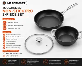 Le Creuset 51817000010003 Toughened Nonstick Pro 3-piece Cookware Set 10 Inch Fry Pan 4.25 Qt