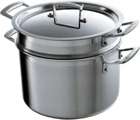 53027024001001 Le Creuset Tri-ply 7.5 Quart Pasta Multi Pot With Collander Insert Stainless Steel