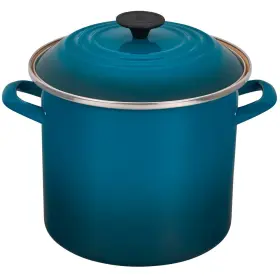 56000860642341 Le Creuset 11 Inch Enameled Steel Deep Teal 8 Quart Stock Pot With Lid Brand New 46441