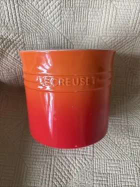 Le Creuset 843251100248 Kitchen Utensil Holder Crock 2.3l Flame Ombre Red Orange 6.25 Inch Tall