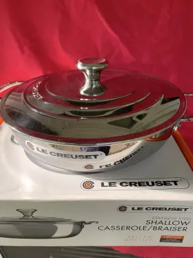 96600730000100 Le Creuset Stainless Double Handled Braiser Brand New Discontinued Item Htf