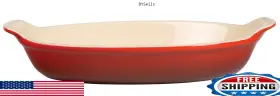 B000xxs920 Le Creuset Heritage Oval Au Gratin Dish - Cerise Ceramic Bakeware Oven And Dishwasher Safe