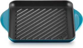 L2127-247d Le Creuset Enamaled Cast Iron Square Grill 9.5 Deep Teal Inch