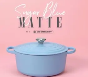 Ls2501-287fss Le Creuset Enameled Cast Iron Signature Round Dutch Oven 6.7 L Matte Sugar Blue