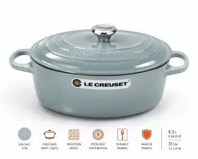 Ls2502-31717ss Le Creuset Signature Oval Dutch Oven Sea Salt 31cm / 6.75 Qt Ls2502-31717ss Le Creuset Signature Oval Dutch Oven Sea Salt 31cm / 6.75 Qt