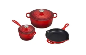 Ms1605-67ss Le Creuset 5-piece Signature Enameled Cast Iron Cookware Set Cerise Red
