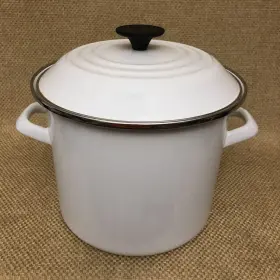 N5100-227f Le Creuset Enameled Steel 8 Quart Stock Pot White Lidded Read Cookware Soup