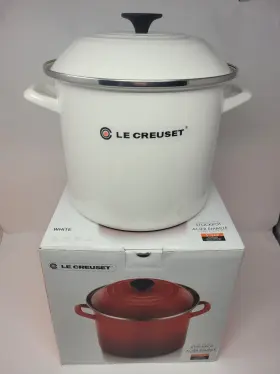 N5100-2416 Le Creuset Enameled Steel 10 Quart Stock Pot White - New