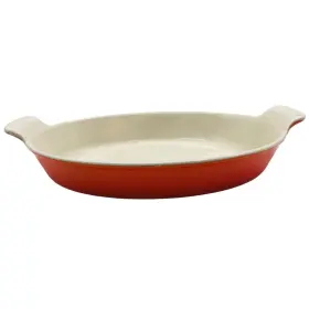Pg0400-2467 Le Creuset #24 Flame Orange Enameled Cast Iron Casserole Bake Dish Au Gratin