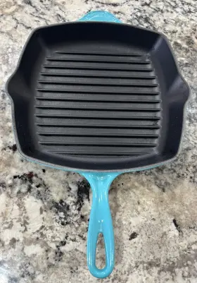 Xl2021-2617 Le Creuset Seconds 26 Cast Iron Square Skillet Grill Pan 10.25 In Caribbean Teal