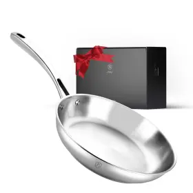 Lebof 709226265544 12 Inch Stainless Steel Pan 5-ply Clad Base 800 Safe Frying Pans For