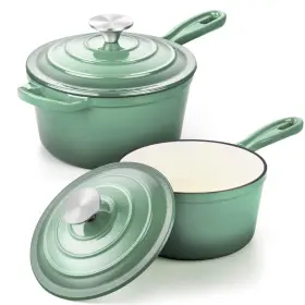 B0fy2yhcwx Leonyo 1 Quart 2 Saucepan Set Enameled Cast Iron Sauce Pan Dutch Oven