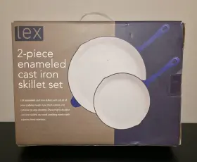 Lex Essential Ware Lx1020-bl New Enameled Cast Iron Skillet Set 2-piece 12 Inch And 8 Pans Blue