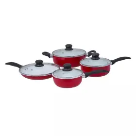 Lexi Home 726084695627 8-piece Thermal Conducting Aluminum Non-stick Cookware Set With Lids In Red Whit