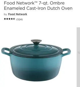 Lexi Home 860002054421 Cast Iron Dutch Oven Casserole Blue Shadow Enamel 7 Quart Ombre Pot
