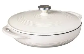 Lodge 075536462417 3.6 Quart Enameled Cast Iron Oval Casserole With Lid Dual Oyster White -new
