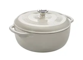 B00u1ocpwq Lodge 6 Quart Enameled Cast Iron Dutch Oven Oyster White 500f Oven/stovetop