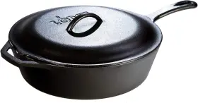 L10cfkplt Lodge L10cf3 5 Quart Cast Iron Deep Skillet With Lid Black