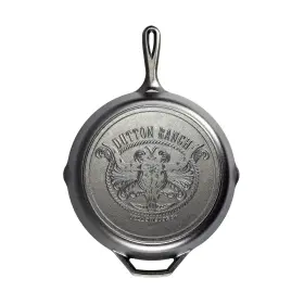 L10skyw Lodge Yellowstone 12 Inch Seasoned Cast Iron Steer Skillet