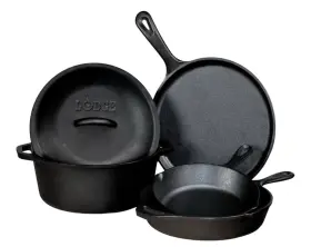 L5gs3 Lodge Pre Seasoned Cast Iron 5 Piece Combo Set Kitchenware Pots Pans