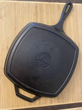 L8sgp3 Lodge Cast Iron Grill Pan Pre Seasoned Steak Bacon Grilling Square Skillet 10.5 Inch
