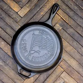 L8skflagts4 Lodge Pre-seasoned Cast Iron Skillet 10.25 Inch Diameter American Flag Design