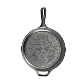 L8skull Lodge Cast Iron 10 1/4 Inch Sugar Skull Skillet